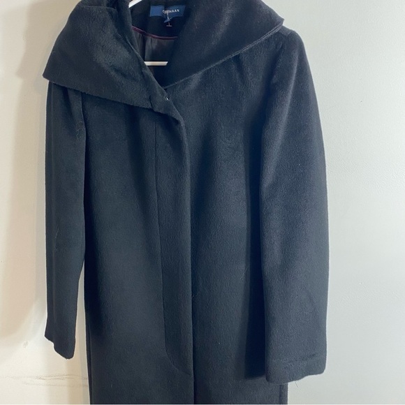 Cole Haan Wool Black Trench Dress Coat Sz 6 Black Jacket Women’s Furry - Picture 4 of 11